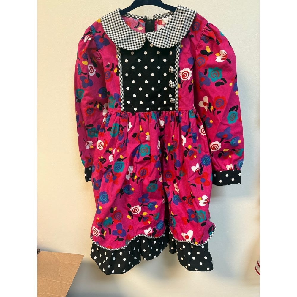 VTG flower‎ polka dot dress 80/90's size 6